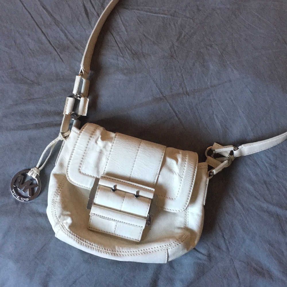 white leather michael kors purse